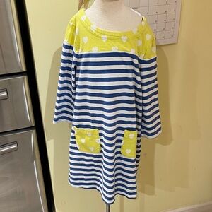 Mini Boden Blue and Yellow Striped Dress size 6-7 girls